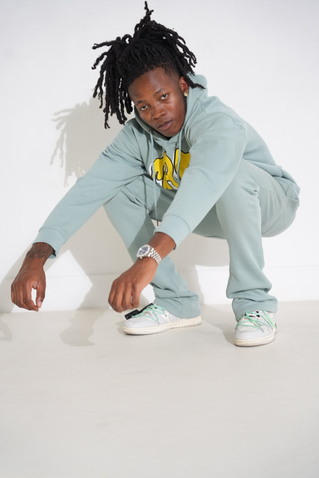 TEAL YELLOW FLARE SWEATSUIT