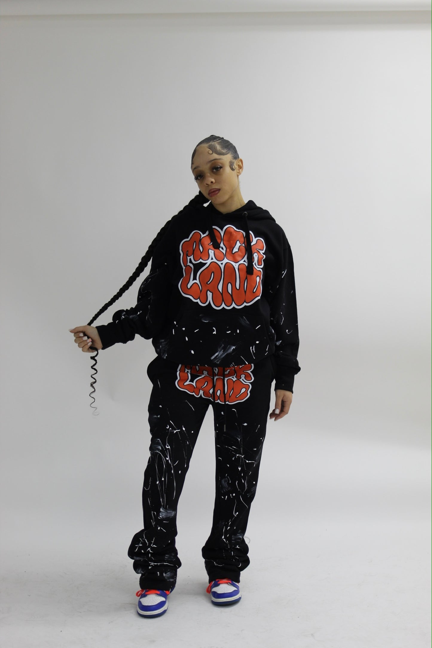 orange paint splatter hoodie